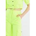 Gömlek Yaka Kargo Pantolonlu Neon Yeşil Alt Üst Kadın Eşofman Takım