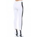 Siyah Şeritli Beyaz Bilek Kadın Pantolon