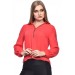 Uzun Kollu Nakış Ve Taş Detaylı Düğmeli Kırmızı Kadın Gömlek