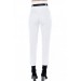 Yüksek Bel Deri Kemerli Beyaz Bilek Kadın Pantolon