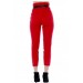 Yüksek Bel Deri Kemerli Kırmızı Bilek Kadın Pantolon