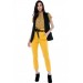 Yüksek Bel Deri Kemerli Sarı Bilek Kadın Pantolon
