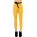 Yüksek Bel Deri Kemerli Sarı Bilek Kadın Pantolon