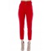 Yüksek Bel Tokalı Kırmızı Bilek Kadın Pantolon