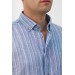 Advante Hasırlı Dokumalı Slimfit Çizgili Yaka Düğmeli Mevsimlik Kumaş Erkek Gömlek