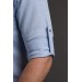 Hasirli Sli̇mfi̇t Düğmeli̇ Yaka Katlamali Uzun Kol Erkek Gömlek