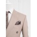 Luigi Diberti Çizgili Sivri Yaka Çift Yırtmaçlı Slimfit Kruvaze Takım Elbise