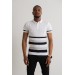 Slimfit Polo Yaka Likralı Çizgili Triko Kumaş Yazlık Spor Erkek T-Shirt