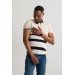 Slimfit Polo Yaka Likralı Çizgili Triko Kumaş Yazlık Spor Erkek T-Shirt