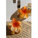 2'Li Lotus Çiçek Figürlü Mandal Toka Turuncu Sbt1637