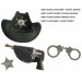 Çocuk Boy Siyah Şerif-Kovboy Şapka Tabanca Rozet Ve Kelepçe Seti 4 Parça