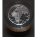 Dekoratif Dünya Tasarımlı Ahşap Altlıklı Işıklı Cam Küre Büyük Boy Cam:8Cm Ahşap:2Cm
