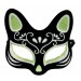 Siyah Renk Süet Kaplama Üzeri Gümüş Yeşil Simli Kedi Maskesi 17X14 Cm