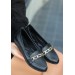 Alino Siyah Cilt Babet Ayakkabı