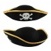 Altın Şeritli Siyah Renk Yayvan Korsan Şapkası Shopzum Yetişkin 32X24 Cm