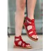 Kamila Kırmızı Deri Sandalet