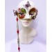 Kırmızı Renk Kelebek İşlemeli Tutmalı Venedik Göz Maskesi 33X17 Cm