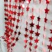 Kırmızı Renk Shopzum Yıldız Şekilli Shopzum Metalize Saçaklı Arka Fon Perde Dekorasyon