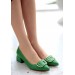 Okal Yeşil Cilt Topuklu Ayakkabı