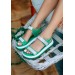 Vamo Yeşil Cilt Cırt Cırtlı Sandalet