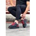 Wg029 3 Bant Legend Kömür Kırmızı Kalın Taban Casual Erkek Ayakkabı