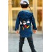 Erkek Çocuk Mickey Mouse Baskılı Düğme Detaylı Ve Kapüşonlu Kot Ceket