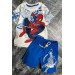 Erkek Çocuk Spiderman Digital Ve Yazı Baskılı Kısa Kol Mavi Şortlu Takım
