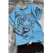 Erkek Çocuk Tiger Baskılı Mavi Tişört Şortlu Takım