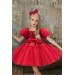 Kız Çocuk Balon Kollu Pulpayet Detaylı Eteği Kabarık Kırmızı Abiye