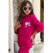 Kız Çocuk Barbie Baskılı Kapüşonlu Sweatshirt İspanyol Paçalı Pembe Eşofman Takım