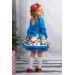 Kız Çocuk Christmas Baskılı Geyik Taçlı Tüllü Mavi Elbise 2-8Yaş