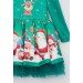 Kız Çocuk Christmas Baskılı Geyik Taçlı Tüllü Yeşil Elbise 2-8Yaş