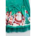 Kız Çocuk Christmas Baskılı Geyik Taçlı Tüllü Yeşil Elbise 2-8Yaş