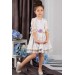 Kız Çocuk Dantel İşlemeli Çiçekli Lila Astarlı Elbise