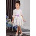 Kız Çocuk Dantel İşlemeli Çiçekli Lila Astarlı Elbise