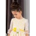 Kız Çocuk Dantel İşlemeli Çiçekli Sarı Astarlı Elbise