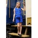 Kız Çocuk Düğme Ve Cep Detaylı Kolsuz Yelek Penye Bluz Mavi Şortlu Takım