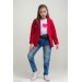 Kız Çocuk Kalp Ve Little Baskılı Tişört Ve Jean Kırmızı Blazer Ceket Alt Üst Takım