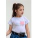 Kız Çocuk Kalp Ve Little Baskılı Tişört Ve Jean Pudra Blazer Ceket Alt Üst Takım