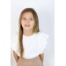 Kız Çocuk Kareli Bol Dokuma Kapri Kolları Fırfırlı Fitilli Kumaş Beyaz Bluz Şortlu Takım