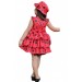 Kız Çocuk Kat Kat Fırfırlı Etek Ucu Tüllü Üzeri Üzeri Benekli Kırmızı Elbise