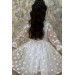 Kız Çocuk Kolları Transparan, Puantiyeli Ve Kuşak Detaylı Beyaz Elbise