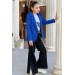 Kız Çocuk Leopar Yazı Ve Digital Baskılı Tişört Bol Kesim Pantolon Mavi Blazer Ceket Alt Üst Takım