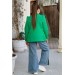 Kız Çocuk Leopar Yazı Ve Digital Baskılı Tişört Bol Kesim Pantolon Yeşil Blazer Ceket Alt Üst Takım