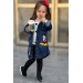 Kız Çocuk Mickey Mouse Baskılı Düğme Detaylı Ve Kapüşonlu Jean Ceket