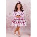 Kız Çocuk Minnie Baskılı Omzu Ve Beli Pulpayet Detaylı Pembe Elbise 3-12Yaş