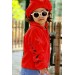 Kız Çocuk Nakış İşlemeli Polar Ceket Ve Kot Kırmızı Etekli Takım