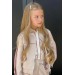 Kız Çocuk New Güpür İşlemeli Bluz Ve Şerit Detaylı Bej Alt Üst Takım