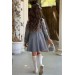 Kız Çocuk Omuzu Ve Yakası Taş İşlemeli Gri Kot Elbise