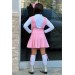 Kız Çocuk Önü Düğmeli Cep Detaylı Eteği Fırfırlı Salopet Pembe Elbise